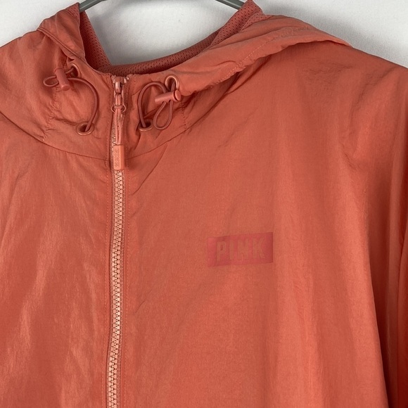Pink coral full zip over sized lightweight hooded jacket - Picture 3 of 7